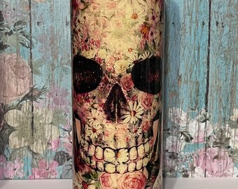 BLOOM Gothic Skull Sparkling Tumbler Crazy Goat Company 20 0z Halloween Travel Hot Drink Cold Gift