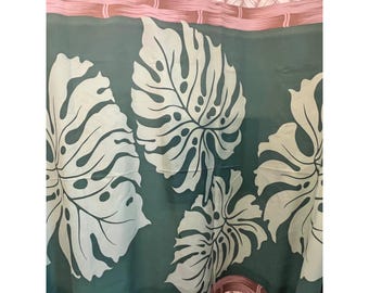 Vintage Tropical Monstera Leaf Sarong Pareo Wrap Cover Up 60x82 Green  Resort