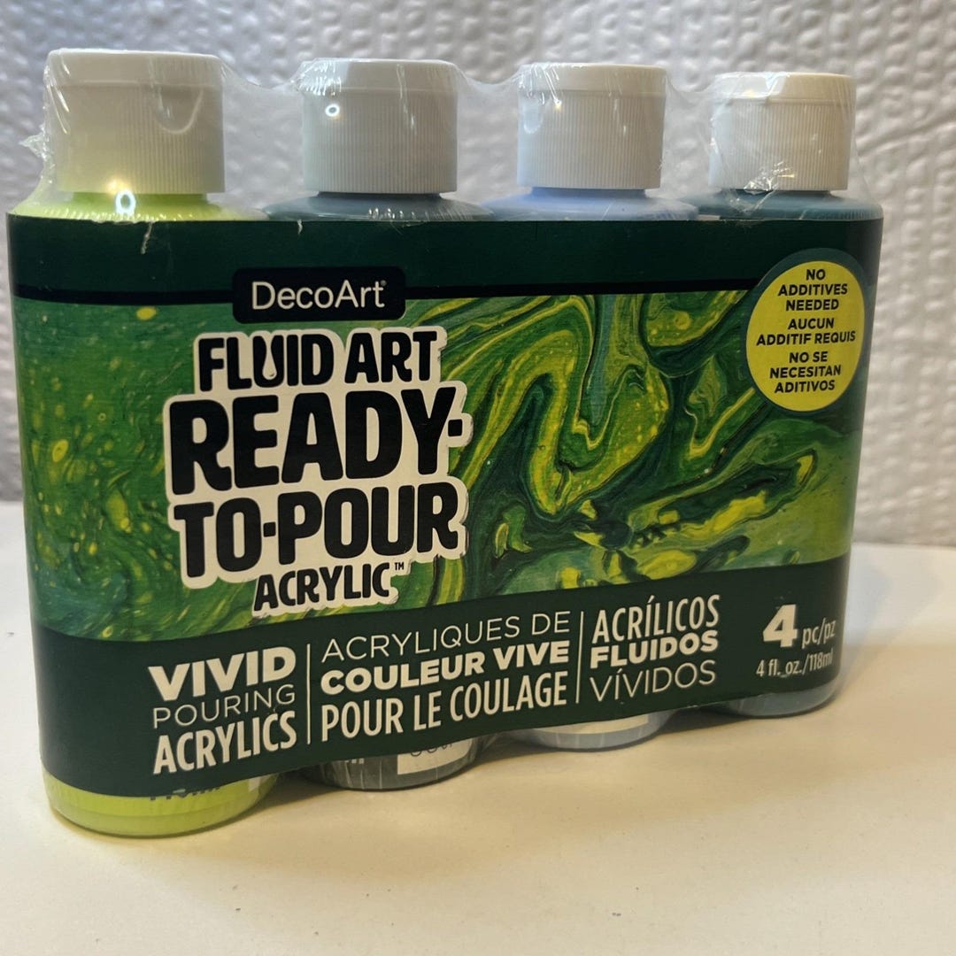 Decoart Fluid Art Ready-to-pour Acrylic Paint Set 4 X 4oz New Jungle - Etsy
