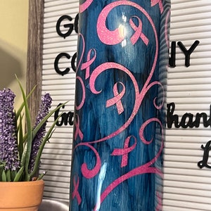 Breast Cancer & Gnomies Navy Pink Tumbler 20 oz by Crazy Goat Teacher Mental Health Custom Travel Hot Drink Cold Gift image 3