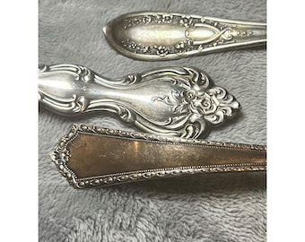 Vintage Silverplate Serving Lot Gothic Cottagecore Pie Server Floral Utensils