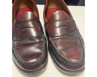Johnston Murphy Burgundy Penny Loafers Mens Size 10D Leather Dress Shoes Classic