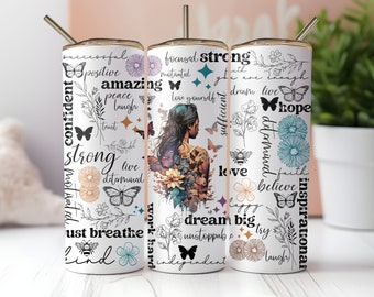 Daily Affirmations #1 20 oz Tumbler Sublimation Crazy Goat Company Teacher Mental Health Custom Travel Hot Drink Cold Gift