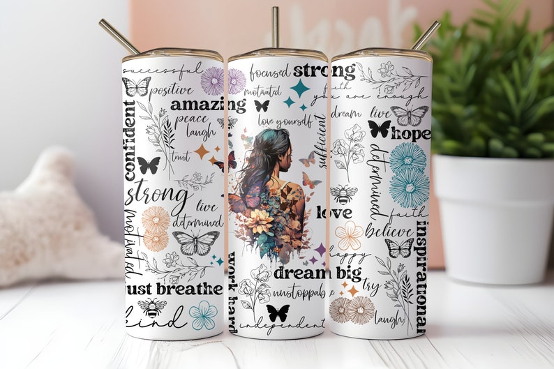 Daily Affirmations 1 20 oz Tumbler Sublimation Crazy Goat Company Teacher Mental Health Custom Travel Hot Drink Cold Gift image 1