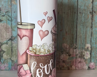 Coffee is my Valentine Anti V-day Gnomes Adorable Tumbler Teacher Mental Health Custom Travel Hot Drink Cold Gift 20oz