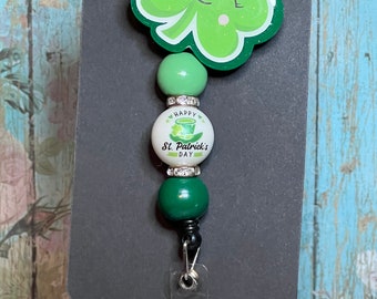 Wanna Get Lucky St Patricks Day Playful Beaded Fun Badge Reel Teacher Mental Health Custom Travel Hot Drink Cold Gift