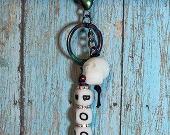 BOO Baby Glow in the Dark Skull Silicon Beaded Keychains Halloween Spooky Gift Travel Custom