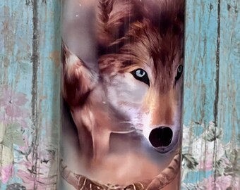 Mystic Wolf Dreamcatcher 20 oz Tumbler Sublimation RTS CGC Teacher Wolves Pack Custom Travel Hot Drink Cold Gift