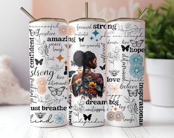 Affirmations quotidiennes #3 20 oz verre sublimation Crazy Goat Company professeurs de santé mentale voyage boisson chaude froide cadeau