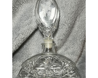 Avon Vintage Clear Glass Perfume Bottle Butterfly Etched Stopper Fan Starburst