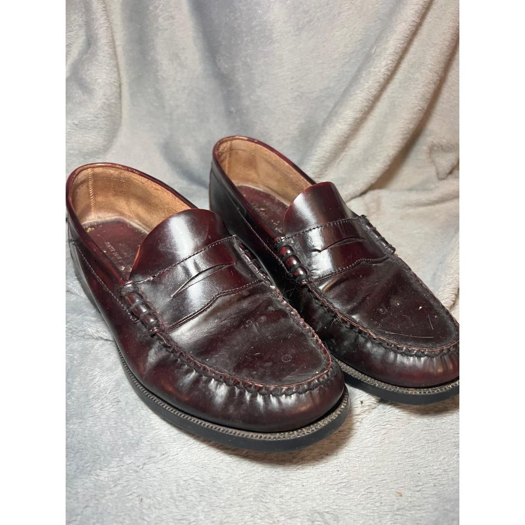 Bass Burgundy Leather‎ Penny Loafers Oxblood Dress Shoes Mens 10 EE Re-Soled LFR-142] G.H. BASS WEEJUNS LOGAN BURGUNDY PENNY LOAFERS Made  main image 4