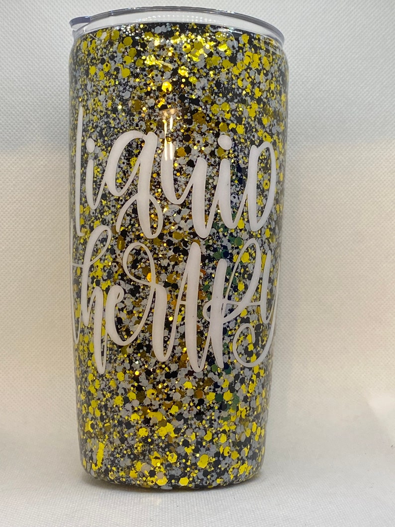 LIQUID THERAPY U Decide What Gets Hidden Inside This Gold Glitter Tumbler OOAK image 1
