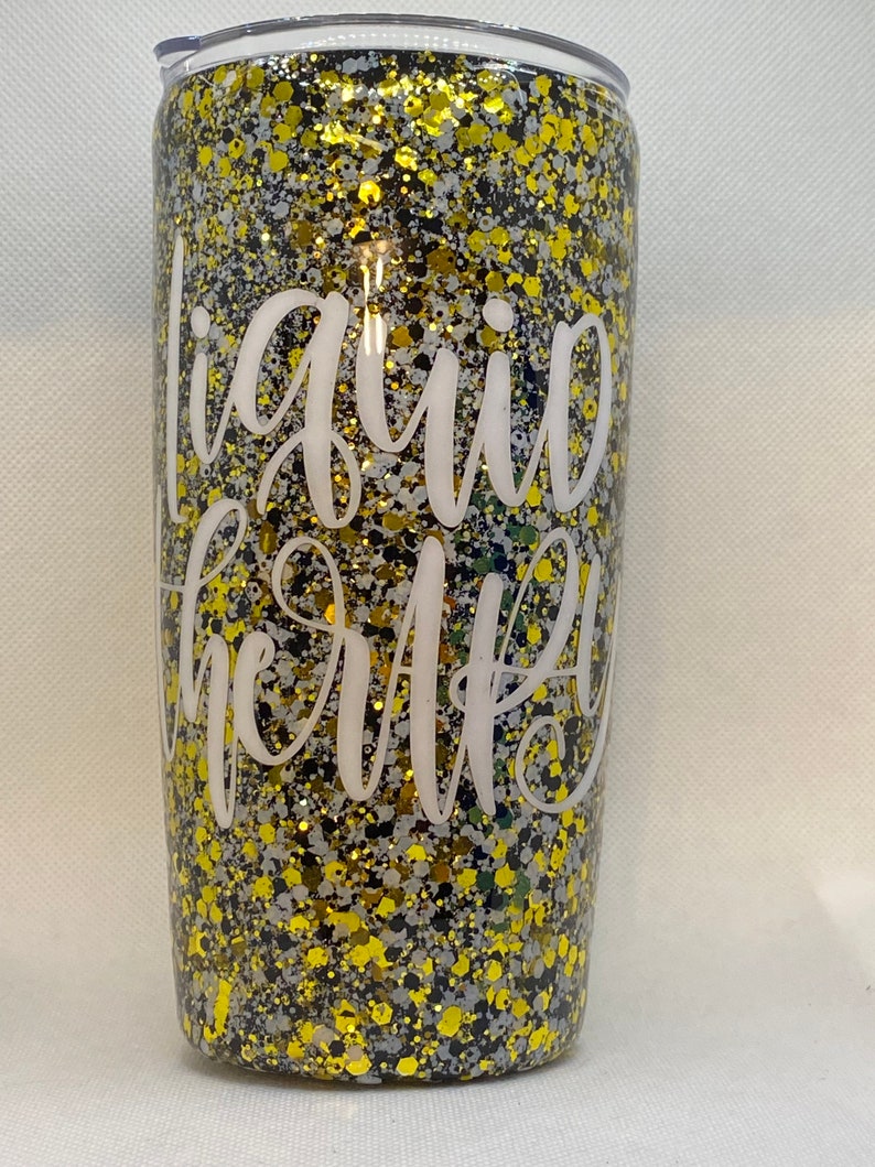 LIQUID THERAPY U Decide What Gets Hidden Inside This Gold Glitter Tumbler OOAK imagem 1