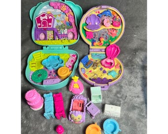 Polly Pocket Birthday Puppy & Seashell Keepsake Compact Playset Lot Mattel 2021