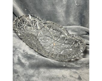 Antique Cut Glass Relish Dish ABP Style Oval Serving Bowl 12in Crystal