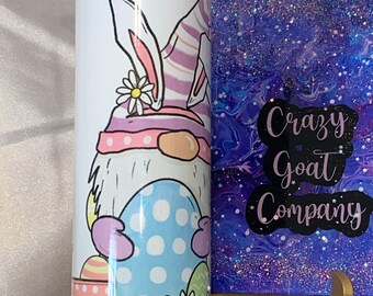 Love Gnome Easter Flip Top Tumbler 20oz Ready to Ship by Crazy Goat Teacher Mental Health Custom Travel Hot Drink Cold Gift