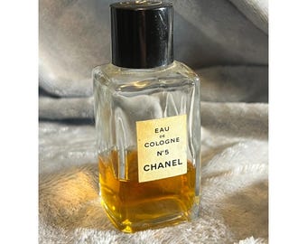 Vintage Chanel No. 5 Eau de Cologne Perfume Bottle Partial Fill Rare Collectible