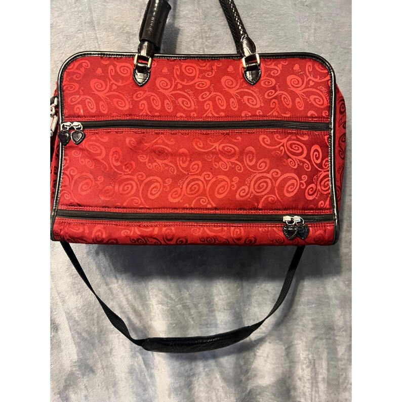 Retired Brighton Red Black Croc Print Laptop Travel Bag Weekender Carryall image 5
