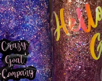 HELLO GORGEOUS Rose & Plum 20 oz Glitter Tumblers personnalisés personnalisés par Crazy Goat Company