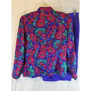 Adrianna Papell Womens Multicolor Floral Silk Blazer Skirt Suit Set 2 Pc Size 8 image 5