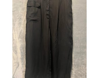 Gerties Black Lyocell Wide Leg Pants Womens M High Rise Crop 34x24 USA