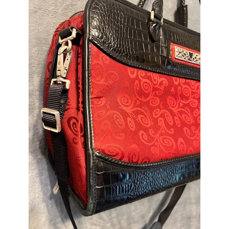 Retired Brighton Red Black Croc Print Laptop Travel Bag Weekender Carryall image 3