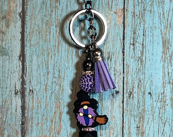 Esmeralda Purple Gnome Witch Halloween Fall Beaded Keychains Travel Gift Hobby