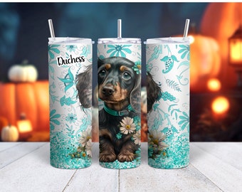 Vaso personalizado Doxie más adorable, 20 oz, viaje, bebidas frías calientes, regalo personalizado, cachorro