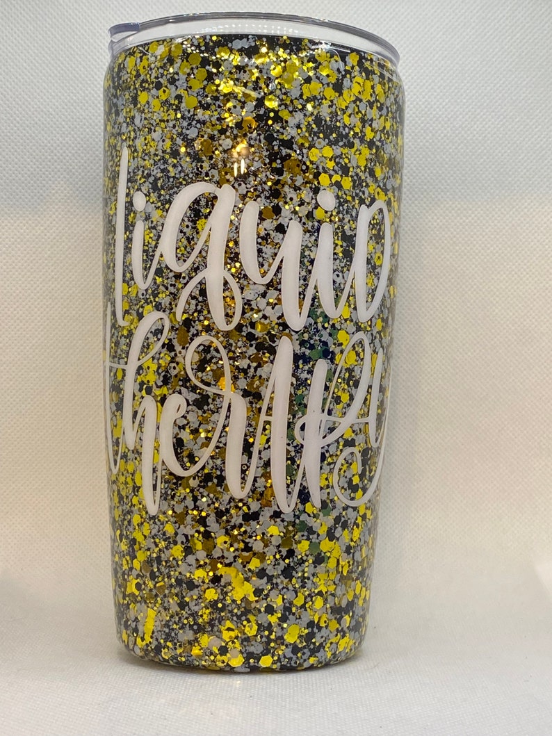LIQUID THERAPY U Decide What Gets Hidden Inside This Gold Glitter Tumbler OOAK image 3