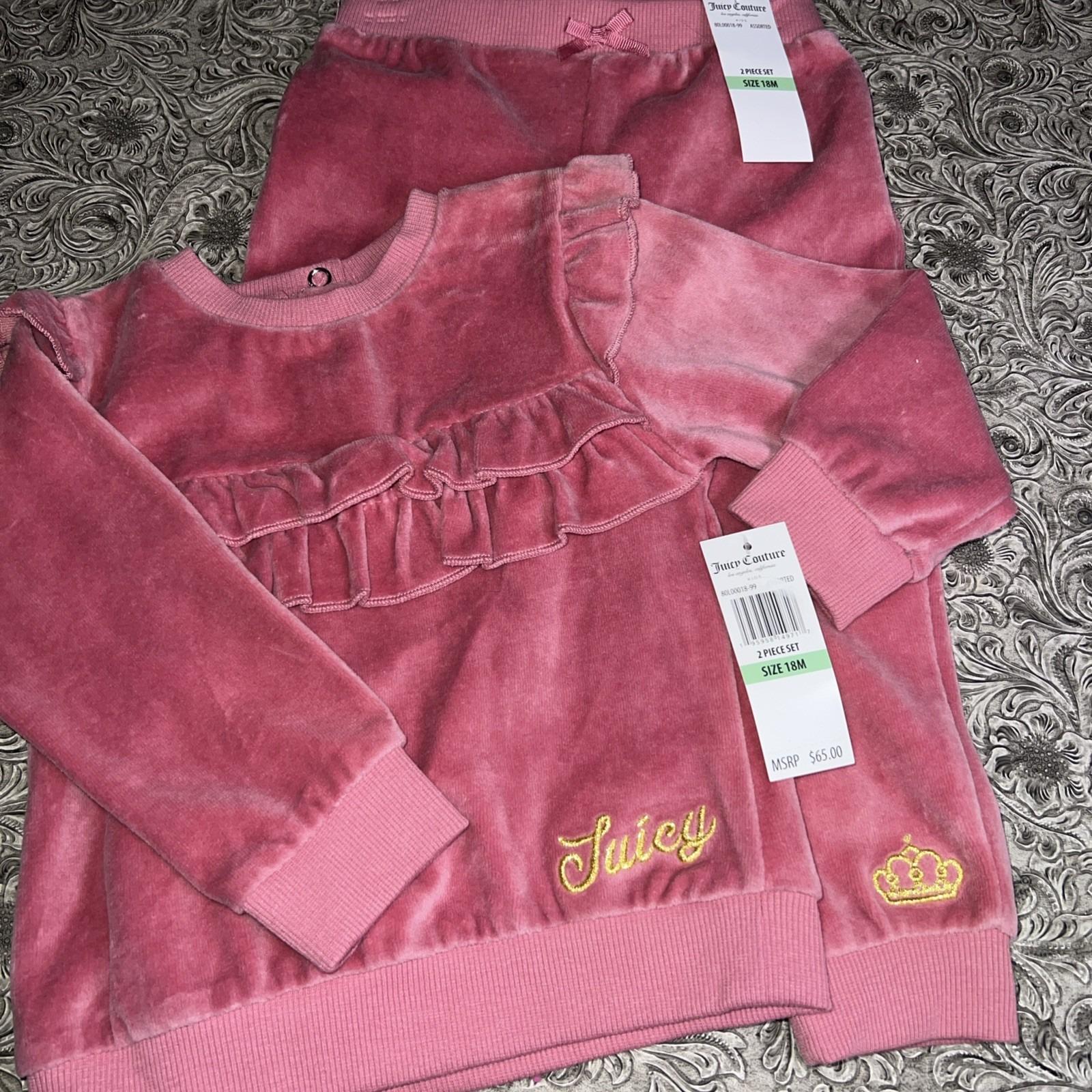 Juicy Couture 2-delige set meisjes 18 maanden roze velours