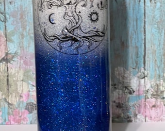 LIVE by the Sun LOVE by the Moon Enchanting 20 oz Blue White Glitter Tumbler CGC