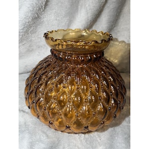 Vintage Quilted Amber Glass Lamp - Etsy