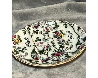 Vintage Andrea Sadek Lelle Japan Bird Floral Plate Gold Rim 6 Inch Dish
