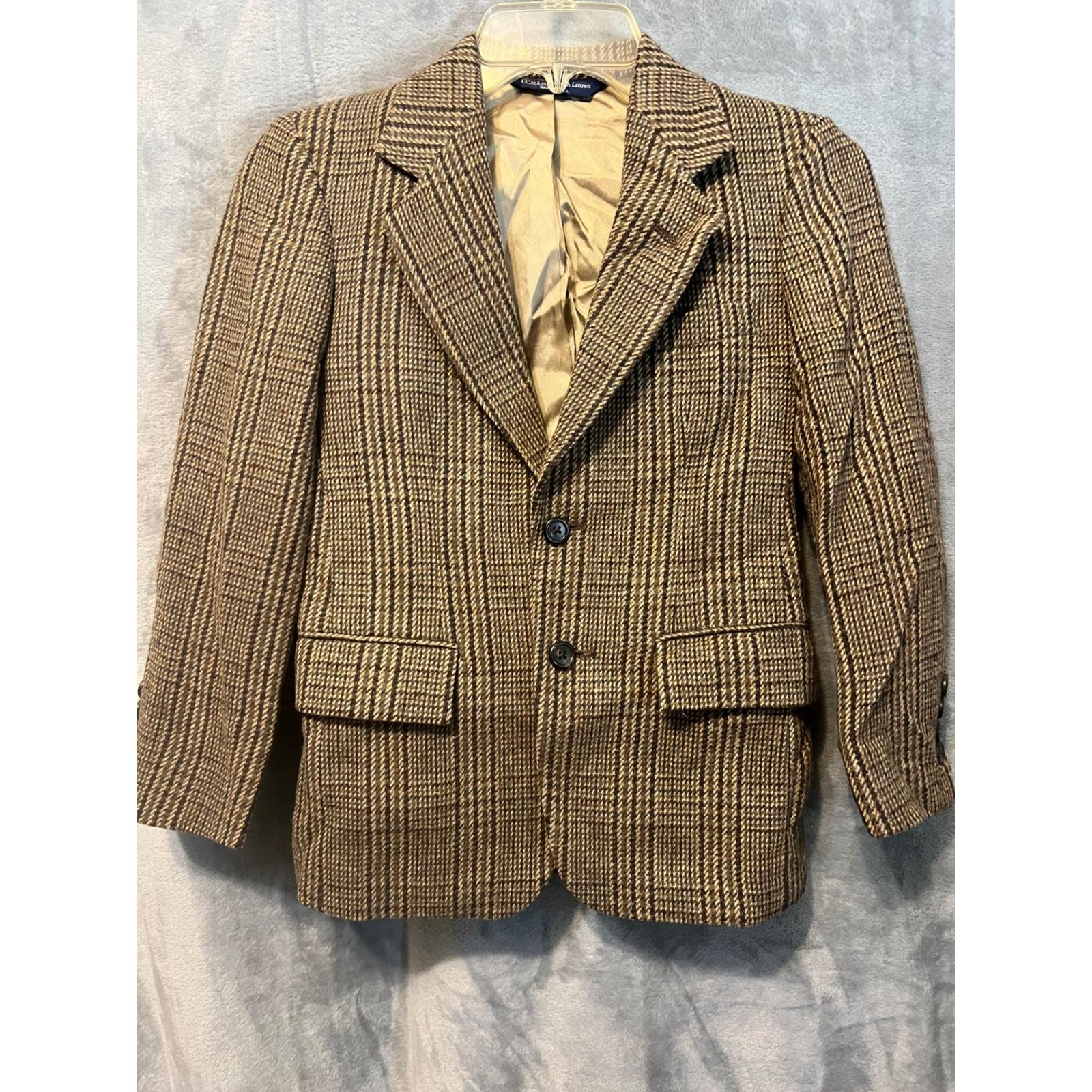 Ralph Lauren wool check Jacket 90’s OLD Vintage 80s Polo Plaid Wool Jacket Ralph Lauren L Center Zip