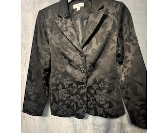 Coldwater Creek Black Floral Damask Blazer Jacket Women's Small S Career Boho