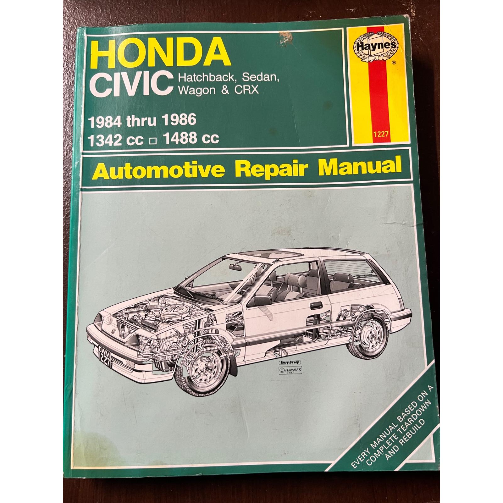 1986 Honda Civic Shop Service Repair Manual – Hatchback, Sedan, Wagon, Bishko