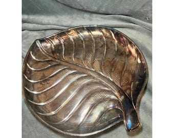 Vintage International Silver Co Leaf Serving Tray Silverplate Dish 15 Inch