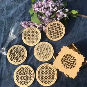 Sous verres en bois Motifs géométriques