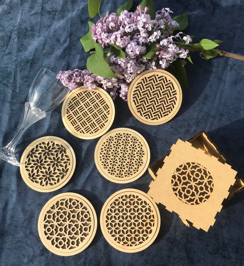 Sous verres en bois Motifs géométriques