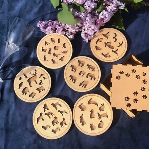 Sous verres en bois Animaux