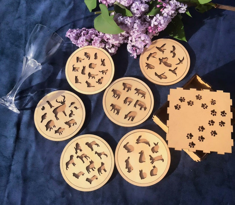 Sous verres en bois Animaux