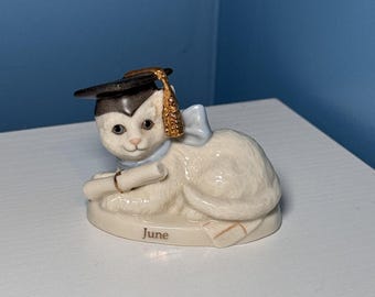 Lenox Playful Kittens Perpetual Calendar - June - Cat Figurine 2003 Graduation
