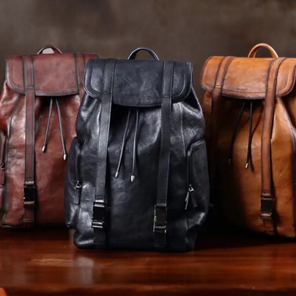 Handcrafted Genuine Leather Backpack | Vintage Style Travel Rucksack | Unisex City Bag | women backpack | backpack | backpacks | bags