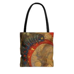 Borsa tote Caterpillar su fungo - Borsa grande media piccola Faith Art - Borsa Fantasy Art - Doppia faccia - Opera d&#39;arte Alice nel Paese delle Meraviglie