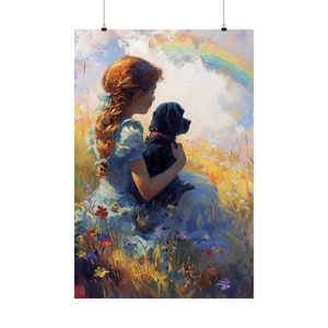 Dorothy Gale of Kansas and Toto Poster Print - Multiple Sizes - Premium Matte Fine Art Print - Wizard of Oz Art - Storybook Fantasy Art