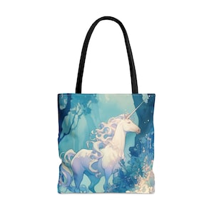 The Last Unicorn - Tote Bag - Large Medium Small Faith Art Bag - Fantasy Art purse - Double Sided - Unicorn in the woods Carry All Bag