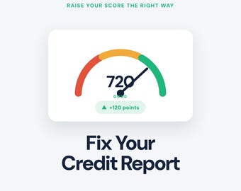May include: A graphic featuring the text THE GOOD PRACTICE RAISE YOUR SCORE THE RIGHT WAY above a gauge showing 720 GOOD with a needle pointing to the green section and a +120 points label. Below is the text Fix Your Credit Report FCRA DISPUTE LETTERS YOUR RIGHTS.