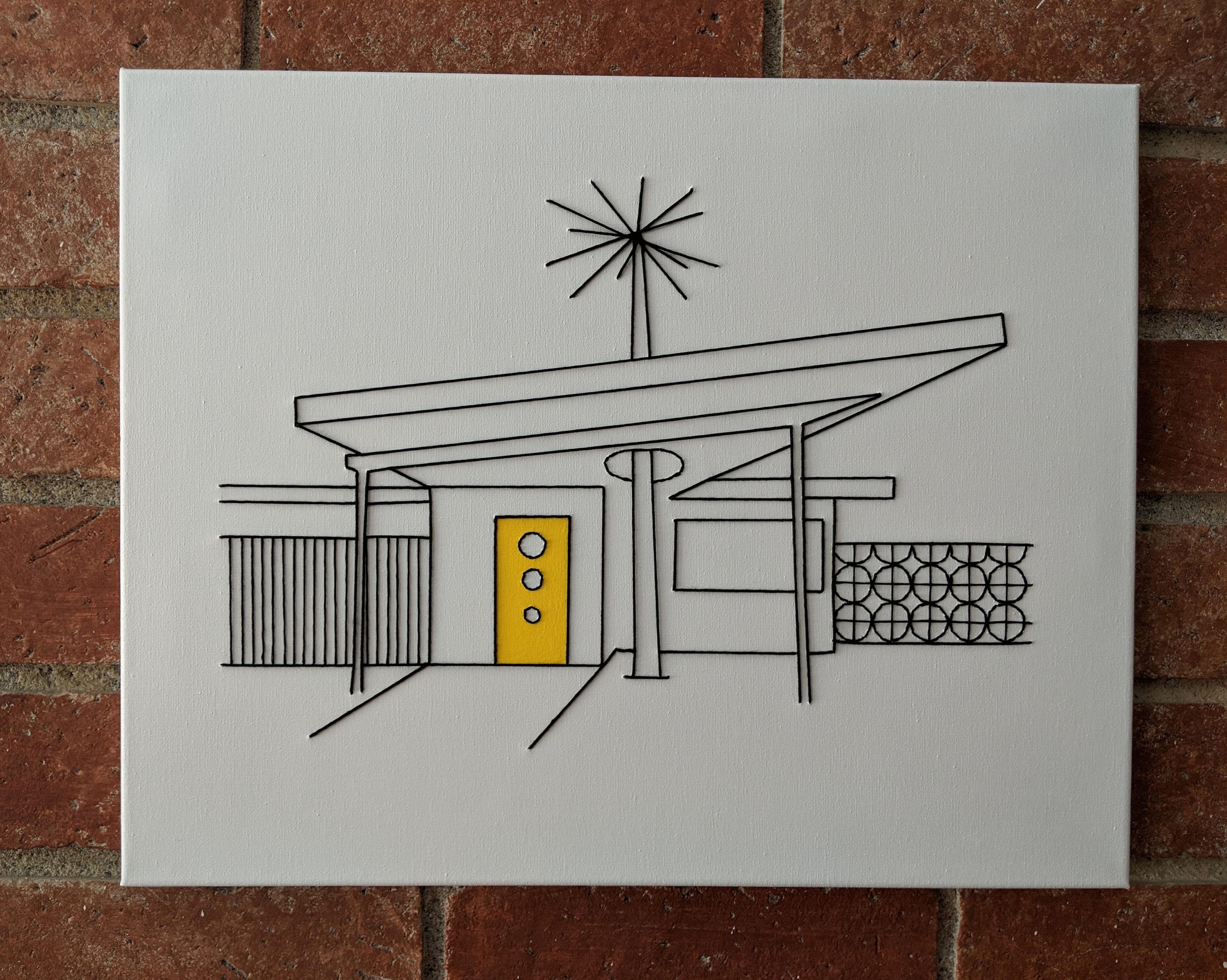 Mid-century Modern House With Yellow Door and Asymmetric