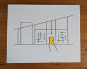 Mid-Century Modern House String Art, Customizable Door Color