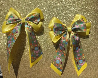 Ribbon hair bows, indigenous inspired